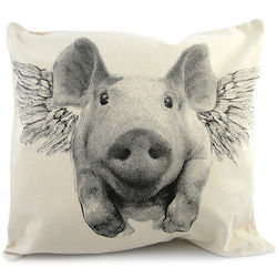 Flying Pig Canvas Throw Pillow