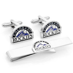 Colorado Rockies Cuff Links and Tie Bar Gift Set