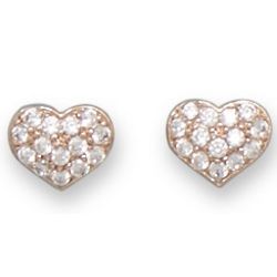 14 Karat Rose Gold Plated CZ Heart Earrings