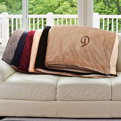 Any Initial Embroidered Sherpa Blanket