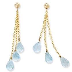 14 Karat Gold Briolette Drop Blue Topaz Earrings