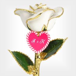 Couple's Engraved Heart 24k Gold Edged Christmas Preserved Rose