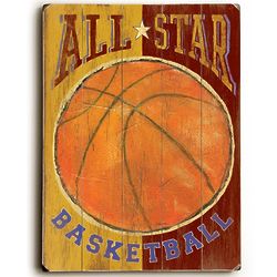 All Star Basketball Vintage Look 14x20 Sign