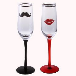 Bride and Groom's Kiss and Tell Toasting Flutes