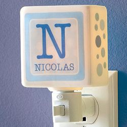 Kid's Personalized Name and Initial Blue Night Light