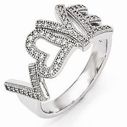 Sterling Silver & CZ Polished Love Ring