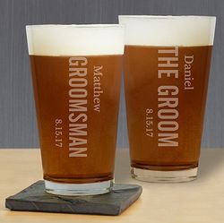 Personalized Wedding Party Beer Glass