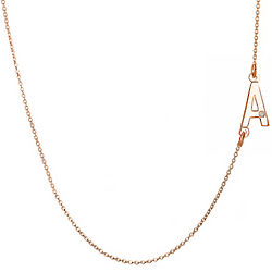 Sideways Initial Rose Gold Necklace with Diamond Accent
