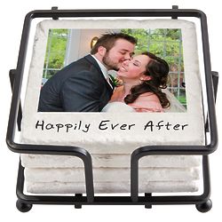 Custom Photo Memories Shared Coasters with Holder