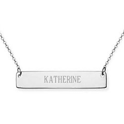 Mother's Day Engravable Silver Bar Necklace