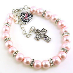Personalized Beaded Breast Cancer Awareness Bracelet