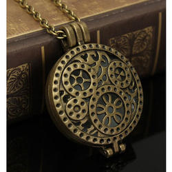 All Geared Up Steampunk Glowing Locket Necklace
