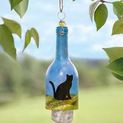 Hand Painted Cat Bottle Wind Chime