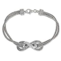 Infinity Mosaic Sterling Silver Chain Bracelet