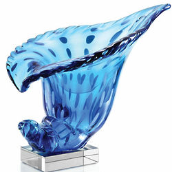Ocean Blue Conch Shell Art Glass
