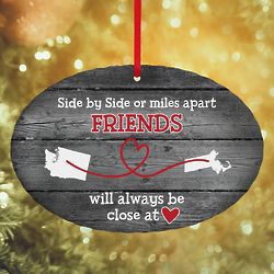 Personalized Miles Apart, Close at Heart Oval Ornament
