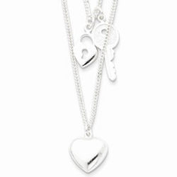 Sterling Silver Key to My Heart Double Necklace