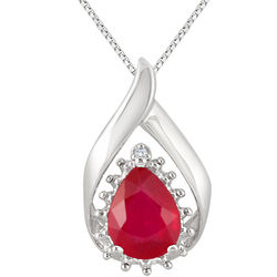 2.20 Carat Pear Shape Ruby and Diamond Pendant