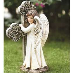 Angel Facing Cross Statue