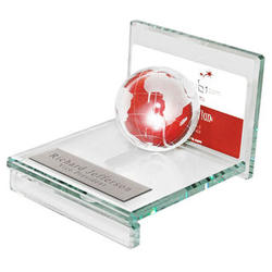 Personalized Glass Globe Business Card Holder