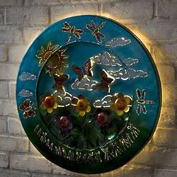 3D Lighted Butterflies Recycled Oil Drum Lid Wall Art