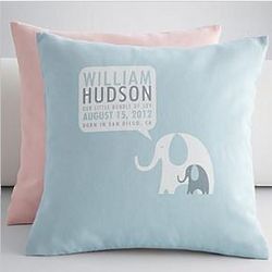 Personalized Elephant Announcement Throw Pillow Cover