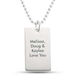 Personalized Classically Silver Vertical Dog Tag