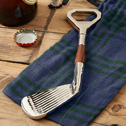 Golf Club Bottle Opener in Plaid Gift Pouch