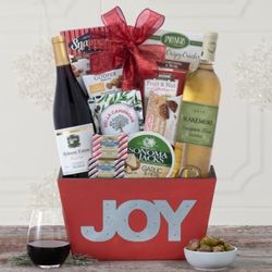Joy Red and White Holiday Joy Gift Basket