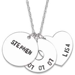 Sterling Silver Couple's Name and Date Necklace