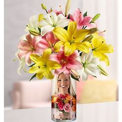 Personalized Vase with Sweet Spring Lilies