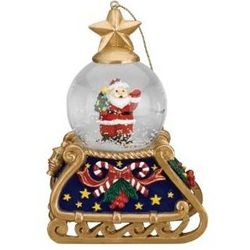 Mini Santa Sleigh Snow Globe Ornament
