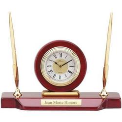 Personalized Desk Clock with Double Pen Stand