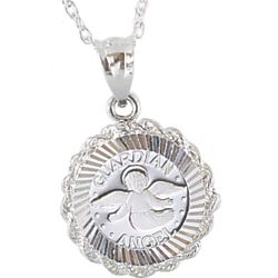Sterling Silver Guardian Angel Pendant with Rope Chain