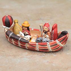 Born in a Canoe Ceramic Peruvian Nativity Scene