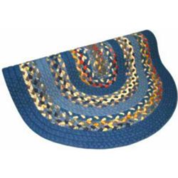 Braided Rug in Rust Blue Multi with Light & Dark Blue Solids