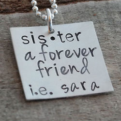 Definition of Sister Personalized Hand Stamped Necklace