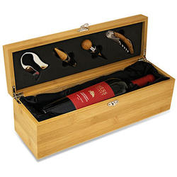 Personalized Bamboo Wine Box with Black Velour Lining