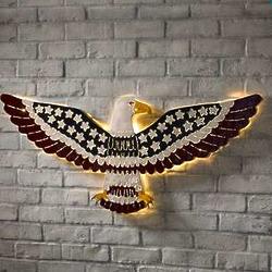Lighted American Eagle Iron Wall Art