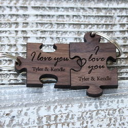 Personalized Puzzle Pieces Wooden Keychains