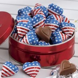 Mini Flag Wrapped Chocolate Hearts Gif Tin
