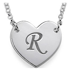 Personalized Sterling Silver Heart Initial Necklace