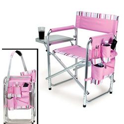 Pink Folding Sports Chair with Table and Pocket