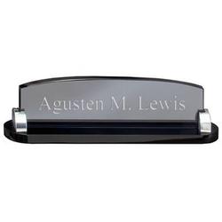 Personalized Smoked Glass Desk Name Plate