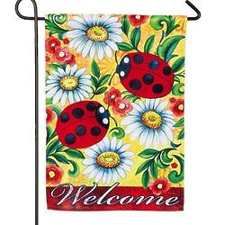 Lady Bugs and Daisies Welcome Garden Flag