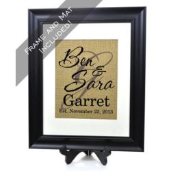 Personalized Monogrammed Names and Date Burlap Print