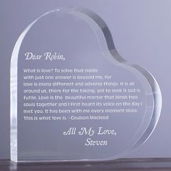 Personalized Dear Valentine Acrylic Heart Plaque