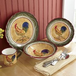 16-Piece Provence Rooster Dinnerware Set