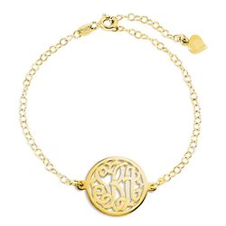 Circle Monogram Gold Bracelet with Extender Chain