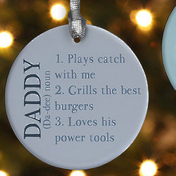 Definition of Dad Personalized Photo Christmas Ornament
